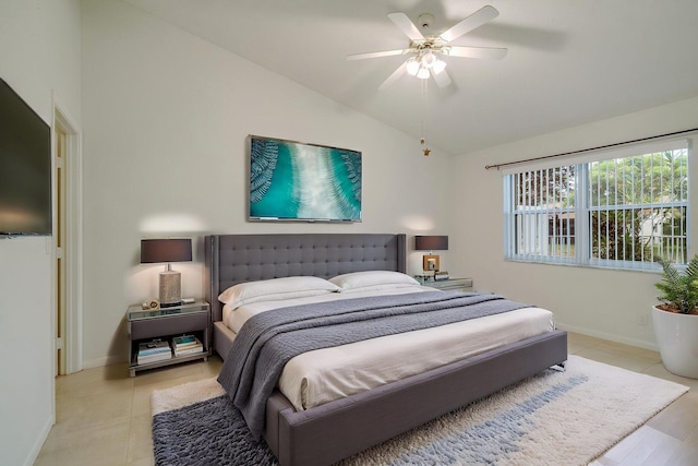 6209 Pond Tree Ct, Greenacres, FL 33463 - bedroom with lofted ceiling, baseboards, and ceiling fan