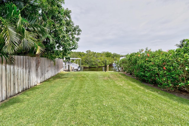 1904 6th Ave SE, Vero Beach, FL 32962 - view of yard with fence, a boat dock, and a water view