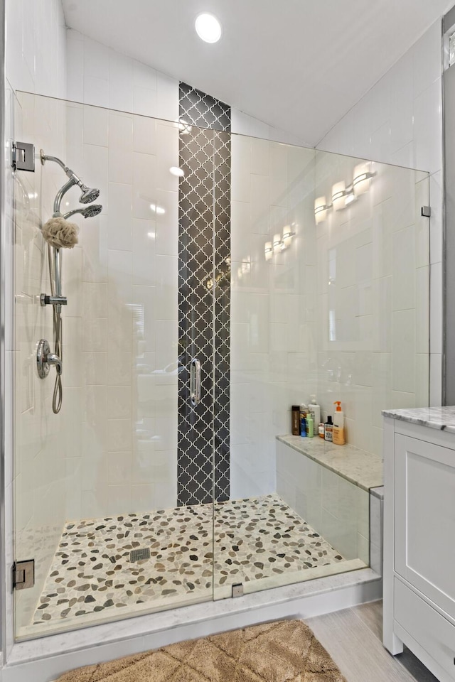 17744 Candlewood Ter, Boca Raton, FL 33487 - full bathroom with a stall shower and recessed lighting