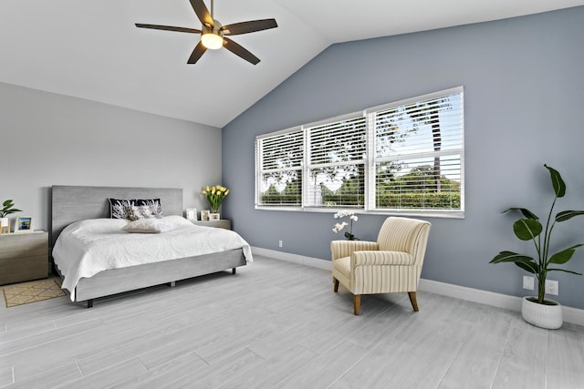 17744 Candlewood Ter, Boca Raton, FL 33487 - bedroom featuring baseboards, a ceiling fan, vaulted ceiling, and wood finished floors
