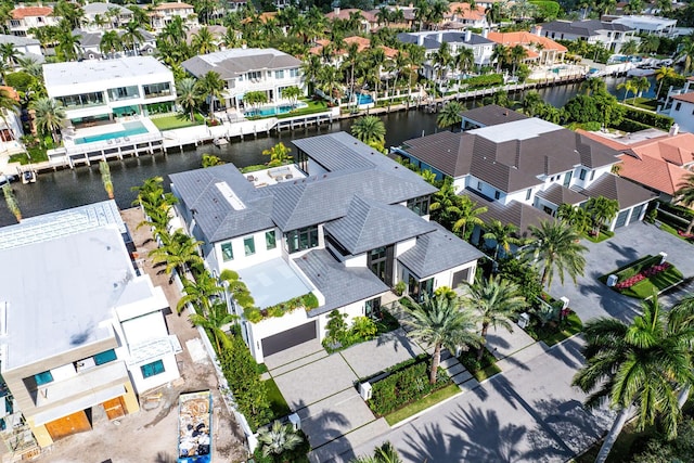 207 W Coconut Palm Rd, Boca Raton, FL 33432 - drone / aerial view featuring a water view and a residential view