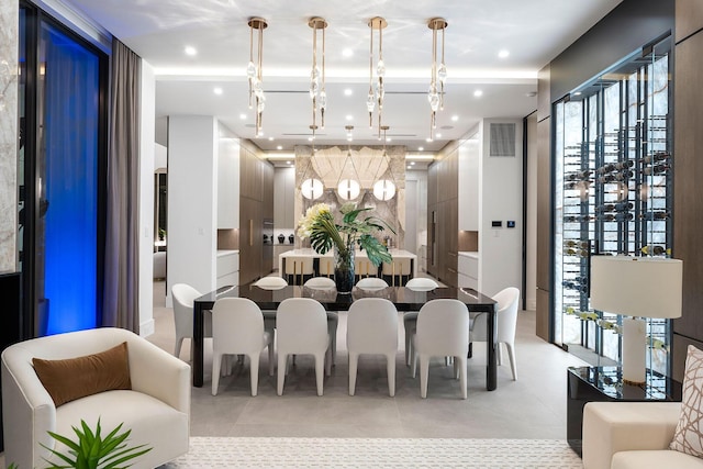 207 W Coconut Palm Rd, Boca Raton, FL 33432 - dining area featuring recessed lighting, an inviting chandelier, and visible vents