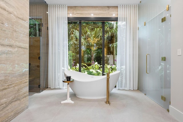 207 W Coconut Palm Rd, Boca Raton, FL 33432 - full bathroom with a freestanding bath and a shower stall