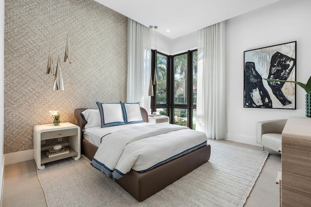 207 W Coconut Palm Rd, Boca Raton, FL 33432 - carpeted bedroom featuring wallpapered walls and baseboards