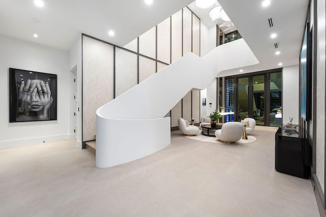 207 W Coconut Palm Rd, Boca Raton, FL 33432 - interior space featuring visible vents, recessed lighting, a high ceiling, and baseboards