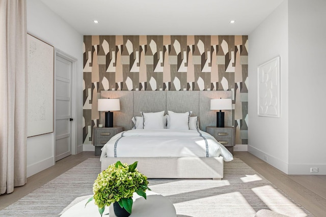 207 W Coconut Palm Rd, Boca Raton, FL 33432 - bedroom with recessed lighting, an accent wall, and baseboards