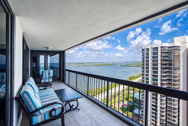 balcony with a water view