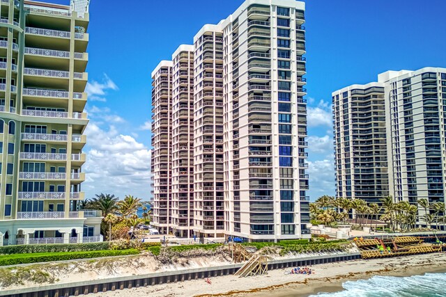 view of building exterior featuring a water view