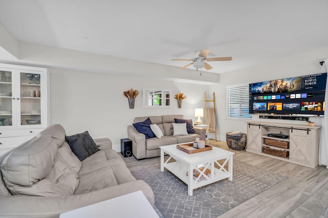 1330 NW 13th St Unit 6, Boca Raton, FL 33486 - living area with ceiling fan, light wood-type flooring, and baseboards