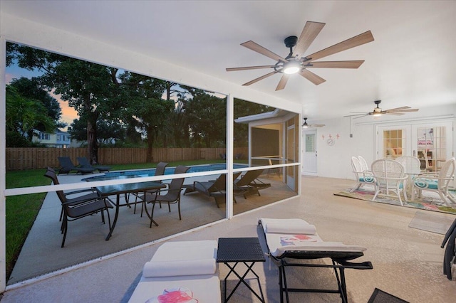 509 Oak Ter, Jupiter, FL 33458 - view of patio with a ceiling fan, outdoor dining space, and a fenced backyard