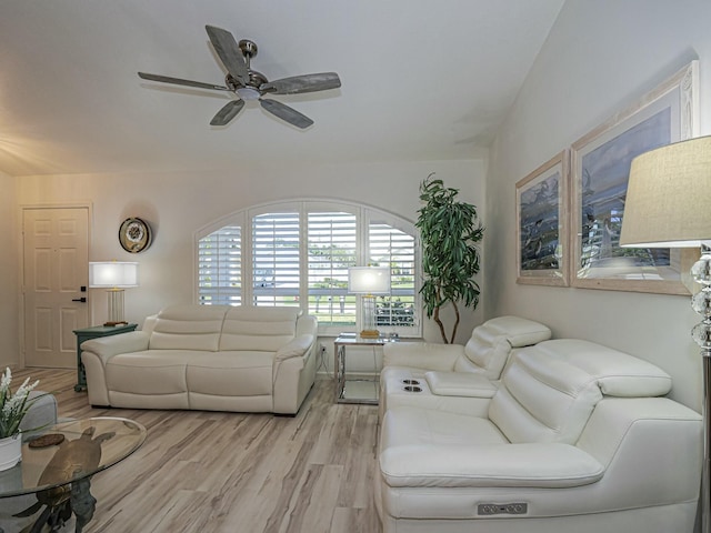 1732 Sunrise Ln, Sebastian, FL 32958 - living area featuring a ceiling fan and light wood-style floors