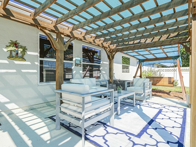1732 Sunrise Ln, Sebastian, FL 32958 - view of patio / terrace featuring fence and a pergola