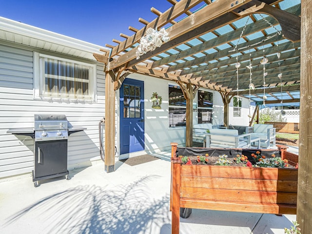 1732 Sunrise Ln, Sebastian, FL 32958 - view of patio / terrace with a pergola, grilling area, and an outdoor living space