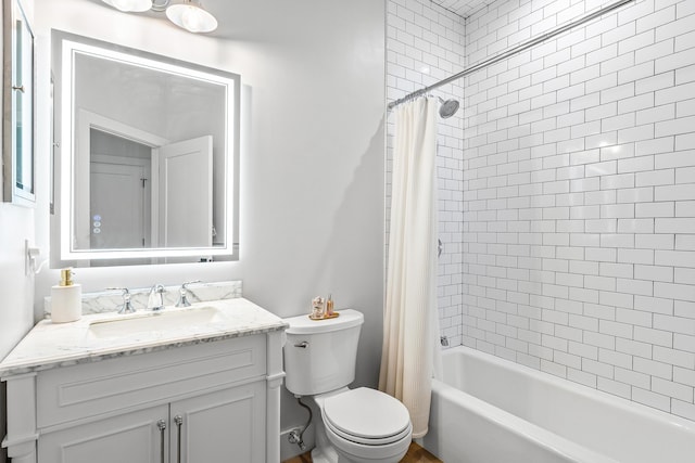 2441 NW 64th St, Boca Raton, FL 33496 - full bathroom with toilet, vanity, and shower / bath combination with curtain