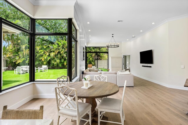 2441 NW 64th St, Boca Raton, FL 33496 - dining space with baseboards, recessed lighting, visible vents, light wood-style floors, and a notable chandelier