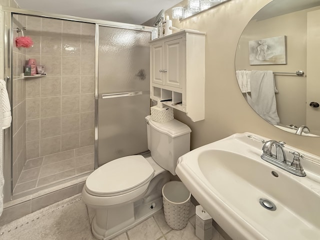 777 S Federal Hwy Unit 209N, Pompano Beach, FL 33062 - bathroom featuring toilet, tile patterned flooring, a stall shower, and a sink