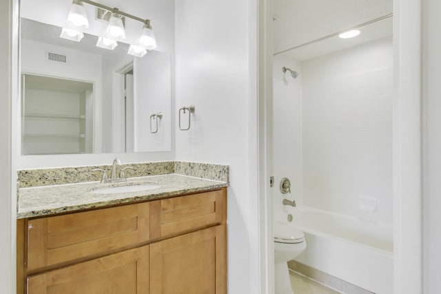 4221 W Mcnab Rd Unit 28, Pompano Beach, FL 33069 - full bathroom with vanity, tub / shower combination, toilet, tile patterned flooring, and visible vents