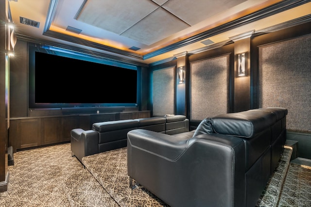 10343 S Barnsley Dr, Parkland, FL 33076 - cinema room with a tray ceiling and ornamental molding