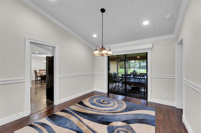 4160 Juniper Ter, Boynton Beach, FL 33436 - dining area featuring hardwood / wood-style flooring, recessed lighting, a chandelier, and ornamental molding