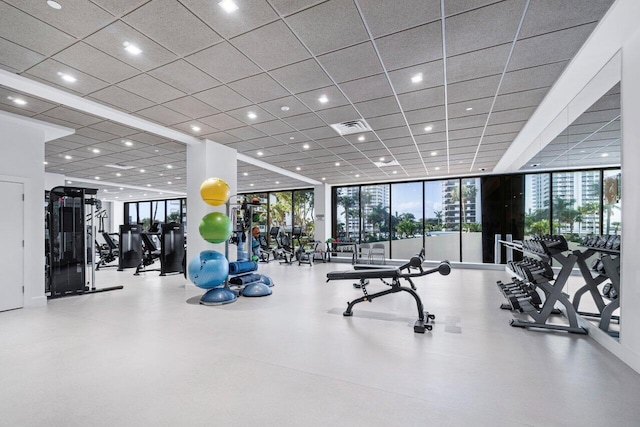 100 Lakeshore Dr Unit 1557, North Palm Beach, FL 33408 - workout area featuring recessed lighting, visible vents, and floor to ceiling windows