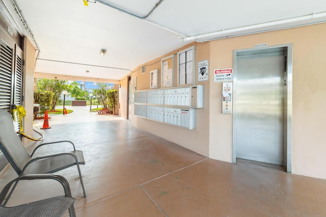 interior space with mail area