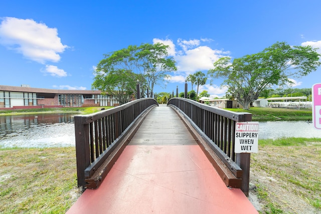 view of community featuring a water view