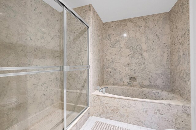 7940 La Mirada Dr, Boca Raton, FL 33433 - full bath with a shower stall, a bath, and tile patterned floors