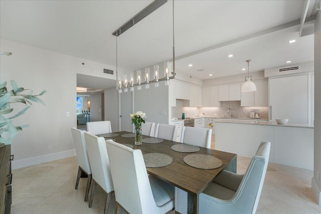 3720 S Ocean Blvd Unit 603, Highland Beach, FL 33487 - dining space featuring baseboards, visible vents, and recessed lighting