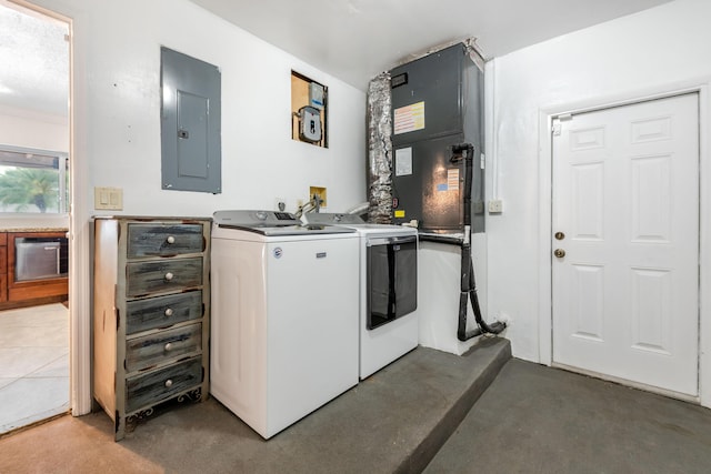 3338 NW 69th St, Fort Lauderdale, FL 33309 - laundry room with light colored carpet, washer and dryer, laundry area, and electric panel