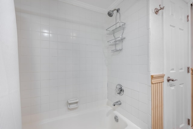 3338 NW 69th St, Fort Lauderdale, FL 33309 - full bathroom featuring shower / tub combo with curtain and crown molding