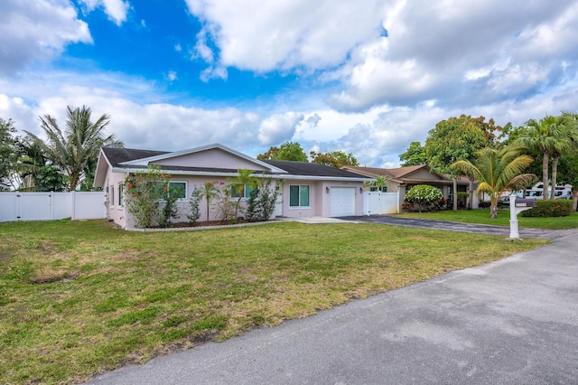 3338 NW 69th St, Fort Lauderdale, FL 33309 - ranch-style house with a front lawn, a gate, driveway, fence, and an attached garage