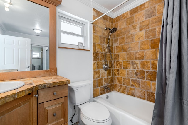 3338 NW 69th St, Fort Lauderdale, FL 33309 - bathroom with toilet, shower / bath combo, vanity, and crown molding