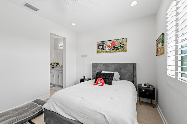 8781 Corvus Dr, Lake Worth, FL 33467 - bedroom with baseboards, ensuite bath, visible vents, and recessed lighting