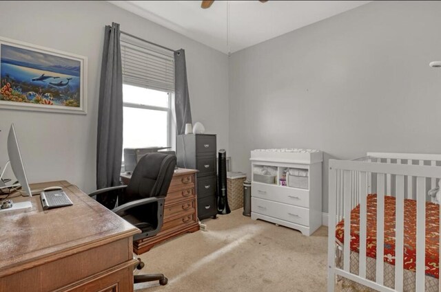 5959 SE Crooked Oak Ave, Hobe Sound, FL 33455 - home office featuring light carpet and a ceiling fan