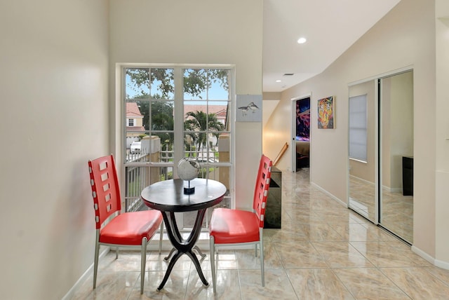 17051 Emile St Unit 5, Boca Raton, FL 33487 - dining room featuring baseboards and recessed lighting