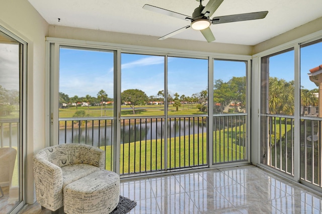 17051 Emile St Unit 5, Boca Raton, FL 33487 - sunroom / solarium with a ceiling fan and a water view
