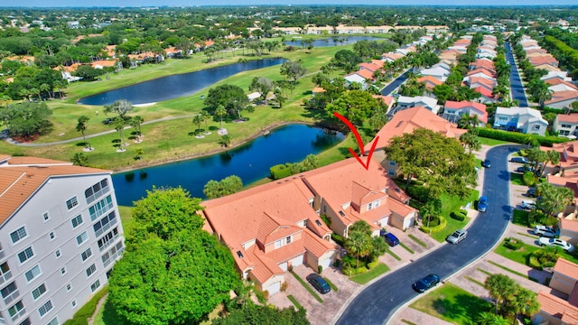 17051 Emile St Unit 5, Boca Raton, FL 33487 - birds eye view of property featuring golf course view, a residential view, and a water view