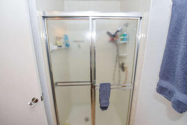 bathroom with a stall shower