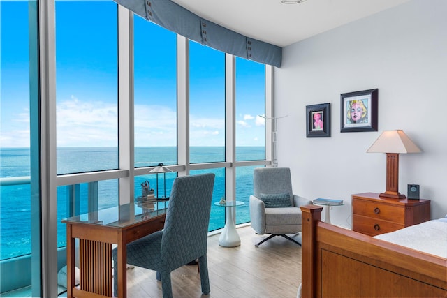 1600 S Ocean Blvd Unit Mph02, Lauderdale By The Sea, FL 33062 - bedroom with a water view, wood finished floors, and floor to ceiling windows