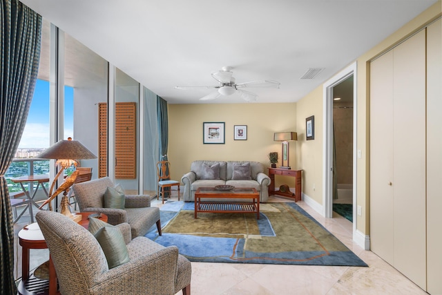 1600 S Ocean Blvd Unit Mph02, Lauderdale By The Sea, FL 33062 - living room featuring a ceiling fan