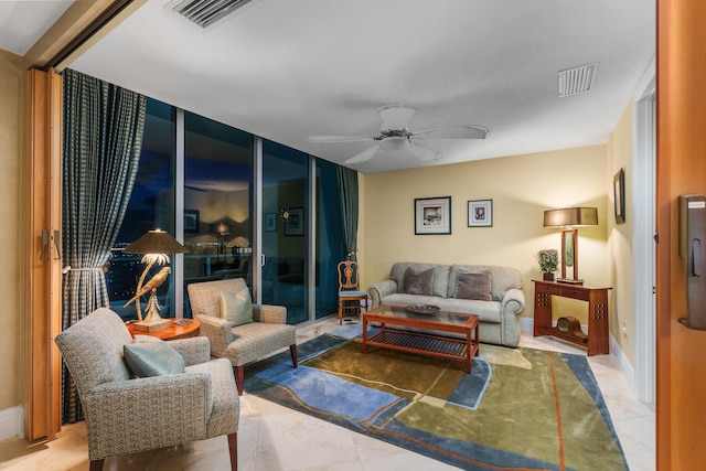 1600 S Ocean Blvd Unit Mph02, Lauderdale By The Sea, FL 33062 - living room featuring a ceiling fan