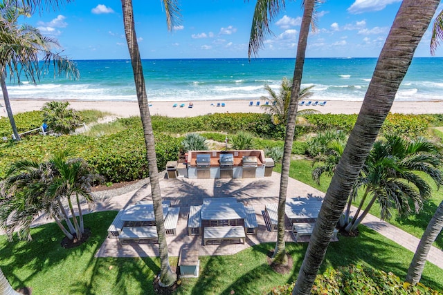 1600 S Ocean Blvd Unit Mph02, Lauderdale By The Sea, FL 33062 - view of patio with view of water and beach and an outdoor kitchen