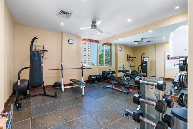 1600 S Ocean Blvd Unit Mph02, Lauderdale By The Sea, FL 33062 - gym with a ceiling fan, baseboards, and recessed lighting