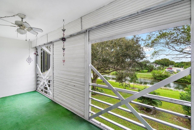 3107 Newport U, Deerfield Beach, FL 33442 - exterior space with a ceiling fan and a water view