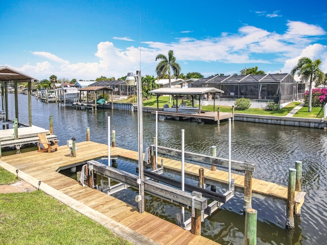 178 Via De La Reina, Merritt Island, FL 32953 - dock area with a residential view, a water view, and boat lift