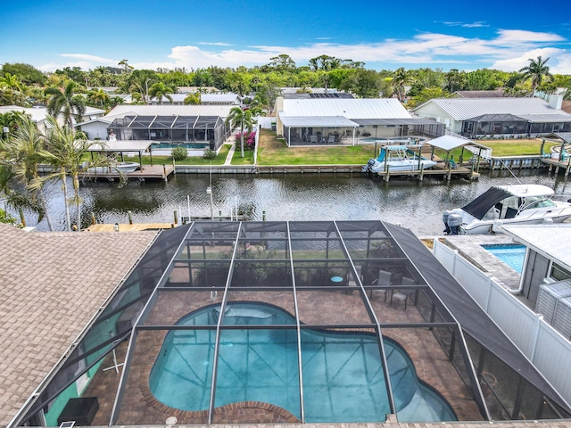 178 Via De La Reina, Merritt Island, FL 32953 - pool featuring a residential view, a water view, and a jacuzzi