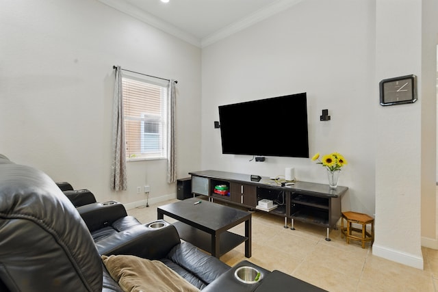 707 Cresta Cir, West Palm Beach, FL 33413 - living area with crown molding, baseboards, and light tile patterned floors