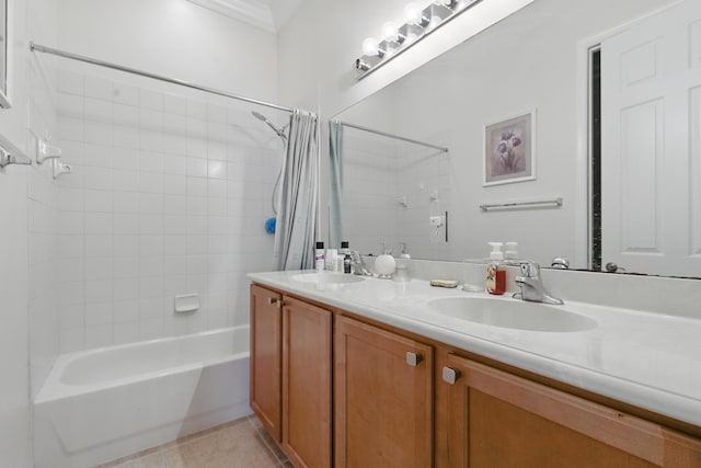 707 Cresta Cir, West Palm Beach, FL 33413 - full bathroom featuring crown molding, tile patterned floors, a sink, and shower / tub combo