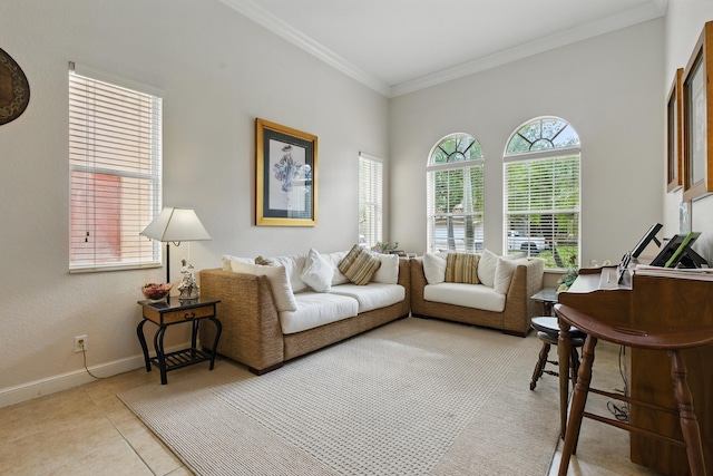707 Cresta Cir, West Palm Beach, FL 33413 - tiled living area with baseboards and ornamental molding