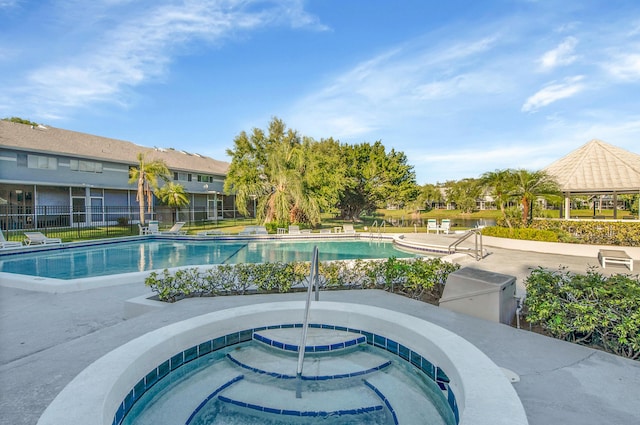 6117 Old Court Rd Unit 135, Boca Raton, FL 33433 - pool with fence, a community hot tub, and a gazebo